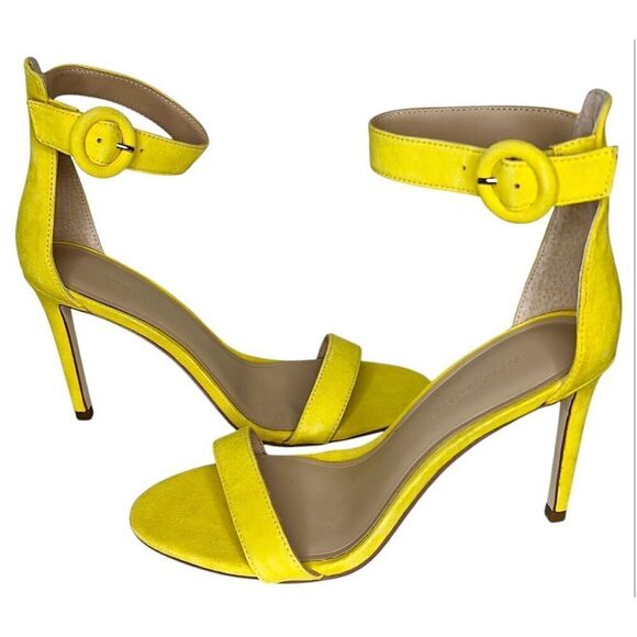Banana Republic Suede Leather Yellow Heeled Sandals 7.5 - Picture 1 of 9